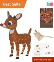Whimsical 26-Inch Lighted Rudolph with Ground Stakes - Indoor/Outdoor Decor