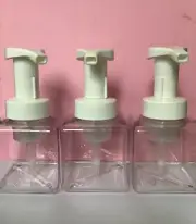 10 x 250ml Square Clear PET Plastic Soap Foaming Bottles Foam Pump FREE POST