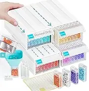ARTDOT 140 Jars Storage Container for Diamond Painting Kits for Adults,4 Sets Interlocking Storage Box with Square Bottles for Organizing Diamond Art Accessories and Tools