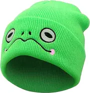 [Ohjijinn] Cute Beanie Frog Beanie Animal Knit Hats, Funny Beanie Hat Winter Skiing Slouchy Warm Cap, Soft Headwear for Women Man
