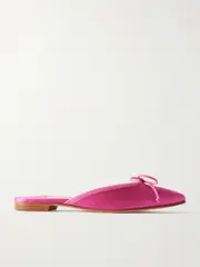 [Manolo Blahnik] Manolo Blahnik - Ballerimu Bow-detailed Satin Mules - Pink - IT40 IT 40 Pink