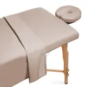 3pc Flannel Massage Table Sheet Set - Facial Bed Covers - Sand Brown