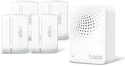 TP-Link Tapo Smart IoT Hub with Chime, Home Security System, Wireless, Work with Smart Alarm & Doorbell (Tapo H100) + Smart Contact Sensor, Window/Door Safeguard, Hub Required (Tapo T110)*4