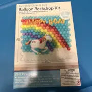 Unicorn Balloon Backdrop Kit Rainbow Latex & Foil 70" x 75" - 260 Pieces - NEW!