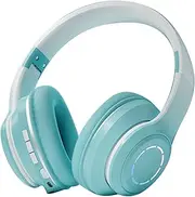 Bluetooth Headphones Over Ear, Gradient Colorful Lights HiFi Stereo Foldable Lightweight Headset, 800mAh Rechargeable Over Ear Headphones with Function Buttons, Soft Ear Cushions