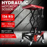 Motorcycle Scissor Lift Stand w/ castors 136KG Motorbike Working Bench Jack FS