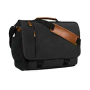Nevenka Computer Messenger Bag Waterproof Canvas Shoulder Bag 15 Inch for Work College-Black