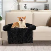 CostwayPlush Calming Dog Couch Bed with Anti-Slip Bottom-Black-S