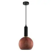 CLA Lighting Pelota Patterned Glass Dome Pendant - Copper Painted / Black