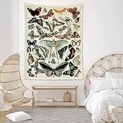 ECOTOB Retro Butterfly Tapestry Colorful Various Butterflies Vintage Beige Tapestry Wall Hanging Blanket Rustic Farmhouse Insect Tapestries for Bedroom Living Room College Dorm Decor, 40Wx60H inch