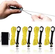 4 Pack Guy Lines-Ultralight Tent Cords with Locking Carabiner Clip, 2mm 100% Nylon Guylines Ropes for Outdoor Camping Tent Tarp,Climbing,Hiking Backpacking (Yellow)