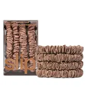 slip Pure Silk Back to Basics Skinny Scrunchies in Light Brown, Set of 4