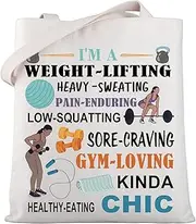 WSNANG Gym Lover Gift Gym Lover Tote Bag Fitness Instructor Reusable Grocery Bag Bodybuilder Gym Workout Shoulder Bag