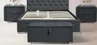 Linen Grey Fabric Storage Ottoman Blanket Box With Chrome Feet