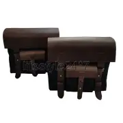 Royal Enfield "Leather & Canvas Saddle Bags Pair D3" Classic Reborn & Meteor 350
