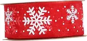 WOFASHPURET 1 Roll Christmas Snowflake Ribbon Wired Present Wrap for Crafting DIY Party Decorations Festive Holiday Decor Durable for Present Packaging and Wreaths