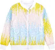 [YIYI] Sequin Jackets for Girls Kids Boys Glitter Sparkle Bomber Varsity Birthday Party Shiny Outwear Clothes
