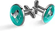 [Generic] Men's Cufflinks, Green Zebra Cuff Links for Men, Classic Cufflinks Black for Suit Shirt Wedding Business Birthday Jewelry Gift