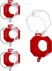 QWORK Emergency Stop Button Cover, 4 Pack Plastic Protector, Toggle Switch Push Button Lockout, Add Protection