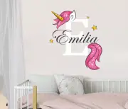 Unicorn Name Wall Decal Monogram Full Color Nursery Decor Vinyl Sticker SD63