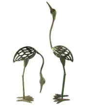 Cast Iron Metal Crane/heron Bird Garden Sculptures Statues For Indoor Or Outdoor