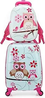 [YIDAX] 18" Kid Carry on Suitcase and 12" Backpack 2 Pcs Set Children's Luggage Set Travel Trolley Case for Boy Girl,Bird