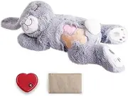 PetPrime Dog Heart Beat Puppy Plush Rabbit Toy - with Warmer Bag Pet Soft Anxiety Puppy Relief Toy for Puppy Dogs Heartbeat Stuffed Animal Puppy Sleeping Buddy Anxiety Dog Toy (Gray Rabbit)