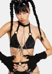 [Roma] Illusion Stripe Chain Bra Top