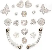 [Ziigole] 20Pcs Bling Shoe Charms for Women, Gems Shoe Charms, Plastic Butterfly Flower Charms, Sparkling Rhinestones Shoe Chains, Pearl Accessories for Girls, DIY Shoe Decoration Charms for Party Favor