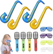 12 Pack Inflatable Saxophone Microphones Fun Photo Booth Props for Parties Celebrations