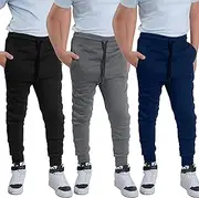 [MONEY JONES ESSENTIALS] 3 Pack Boys Sweatpants - Poly Fleece Boys Joggers with Open Pockets & Drawstring with Elastic Bottom