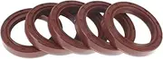X AUTOHAUX Universal Oil Seal TC Double Lip W Steel Spring Seal Ring Rotary Shaft Seal 34x46x8mm High Pressure FKM Rubber Brown 5 Pcs