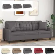 3-Seater Sofa with Throw Pillows 3-Seater Couch Black Faux Leather vidaXL