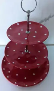 Maxwell & Williams Sprinkle Red Polka Dot High Tea 3 Tier Cake Stand Serving