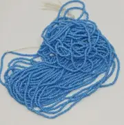 Vintage Seed Beads Czech Glass Opaque Medium Turquoise Blue Full Hank 12/0 18BPI