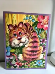 Vintage Greeting Card Jumbo Cat Get Well Soon Safari Set USA Quality Crest 9.5x8