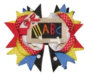 NEW "ABC CHALKBOARD" Girls Ribbon Hairbow Clip Bow Back to School (2 Bow Set)