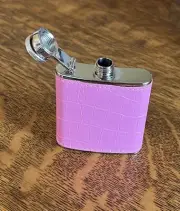 ladies Stainless 2 1/2 oz personal hip flask With Pink Leather? Coat
