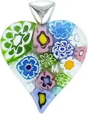 [Glass Of Venice] GlassOfVenice Murano Glass Modern Millefiori Heart Pendant - Pastels