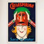 Galrie Cafiaspirina Saca el Dolor Vintage Advertising Poster Retro Wall Art, Wood Frame, A0 84 x 119cm (33 x 47inch)