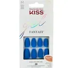 NEW Kiss Nails Gel Fantasy Press Glue Manicure Medium Coffin Matte All Blue