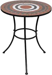 'vidaXL Round Dining Bistro Table, Terracotta and White Ceramic Tabletop, 60cm Diameter, Mosaic Design, Sturdy Iron Frame, Ideal for Balcony or Garden