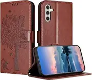 [JayModCase] Case for Samsung Galaxy A34, Leather Flip Case Protective Case with Card Slot, Stand Function, Magnetic Closure, Mobile Phone Case Compatible with Samsung A34 - Brown