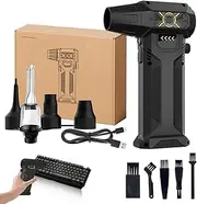 AC-27 Air Duster AC 27 Turbo Fan Compressed Air Duster 150000rpm Electric Air Blower with LED Light, High-Speed Rechargeable Cordless Duster for Keyboard, Pc, Car, Home & Outdoors(B)