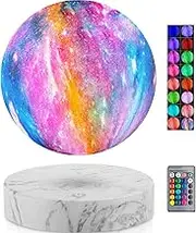 Levitating Moon Lamp,Floating and Spinning in Air Freely with 3D Printing LED Moon Lamp Has 20 Modes for Unique Gifts,Room Decor,Night Light,Office Desk Toys (Marble Base 16 Colors Galaxy Moon)
