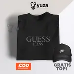 KATUN FREE YUZA CLOTH 帽子短袖 T 恤 GUESS TEXT 灰色 T 恤-MAN-MANAGER