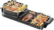 2 in 1 Multifunctional BBQ Hot Pot Double Pot 2200W Separable Non-Stick Electric Barbecue Stove Indoor Smokeless Hot Pot for Food Party for 2-12 People Double Pot Small (Color : Large)