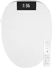 Bidet Toilet Seat, Round Smart Toilet Seat with Remote Control, Slow Close, Unlimited Warm Water & Adjustable Warm Air Dryer, Self-Cleaning Nozzle, Night Light (Round)