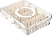 Bssowe Fridge Organiser, Food Container with Lid, Transparent Container for Fridge, Storage Boxes for Food, with 4 Draining Baskets, for Picnic and Travel