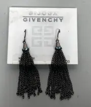 BIJOUX GIVENCHY Vintage 1980s Sparkler Earrings Bronze Toned Tassels Pierced